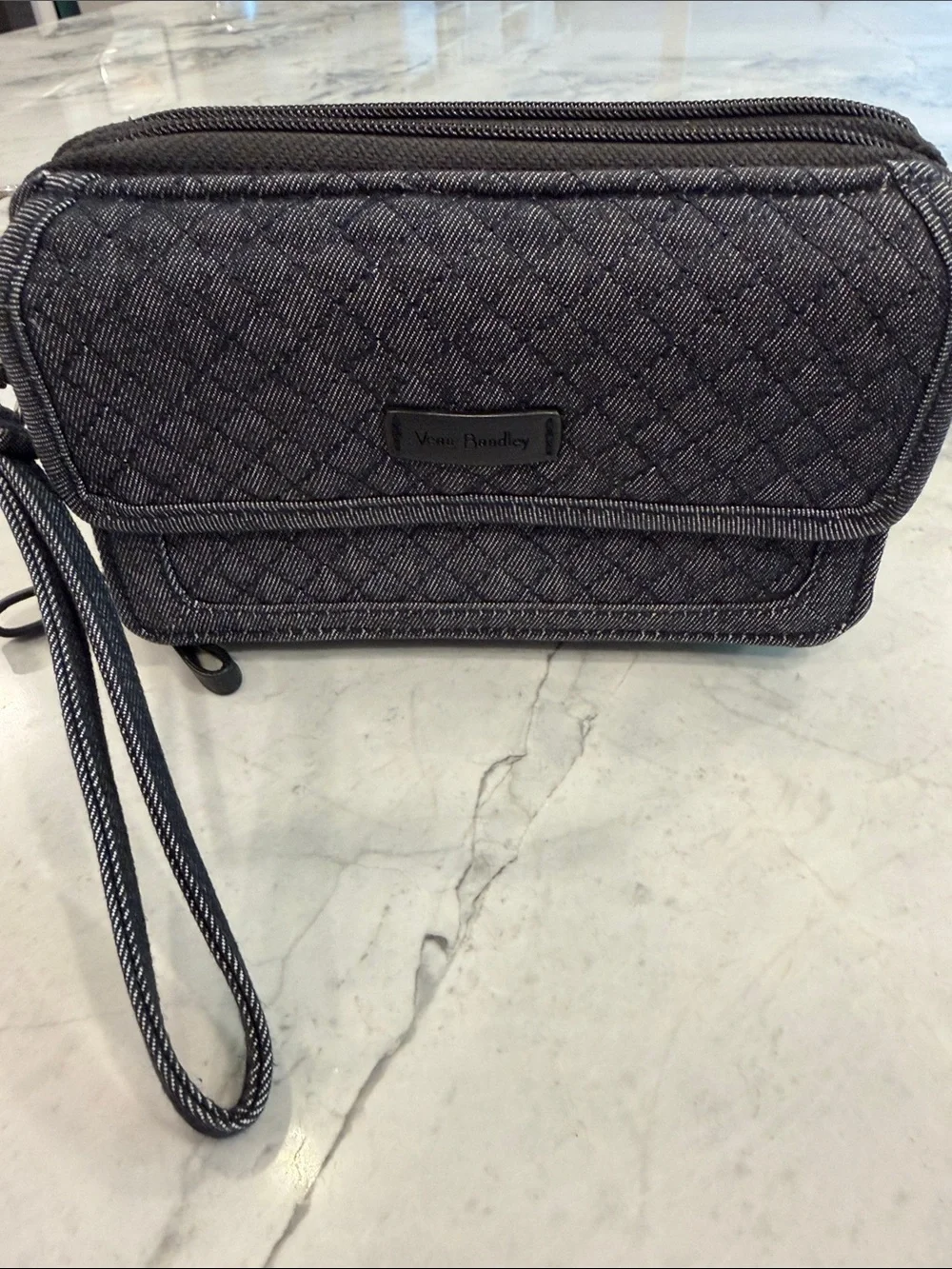 Vera Bradley Quilted Denim-Style Wristlet in Dark Blue-Gray - Picture 3 of 13